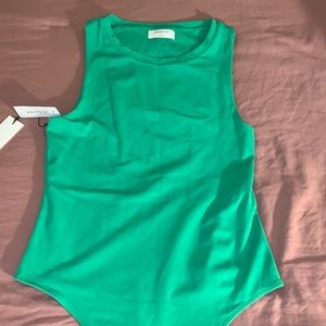 Aritzia Babaton Gloss Green Sleeveless Bodysuit - Brand New!